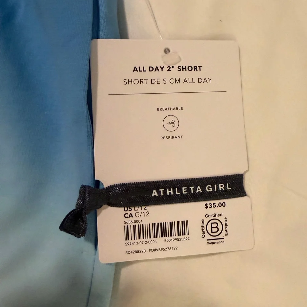 Athleta Girl All Day 2” Ombre Light Blue Shorts
